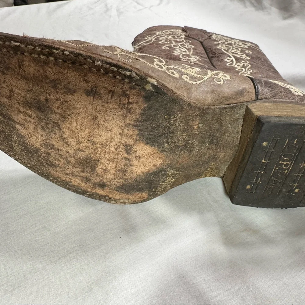 Kids Brown Embroidered Cowboy Boots